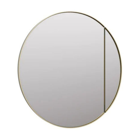 Delany Round Satin Brass Mirror Cabinet