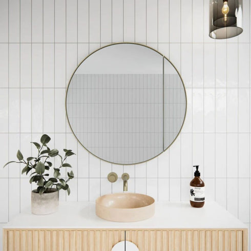 Delany Round Satin Brass Mirror Cabinet