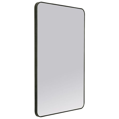 Asa Modern Minimalist Rounded Corners Black Metal Frame Wall Mirror