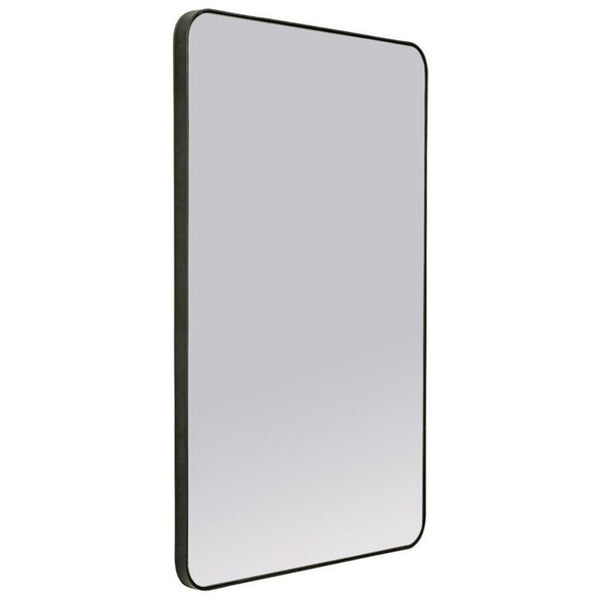 Asa Modern Minimalist Rounded Corners Black Metal Frame Wall Mirror