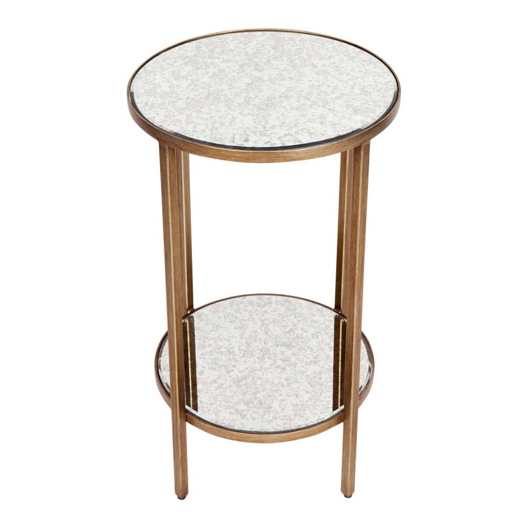 Cocktail Antique Gold Mirrored Side Table Mirror City