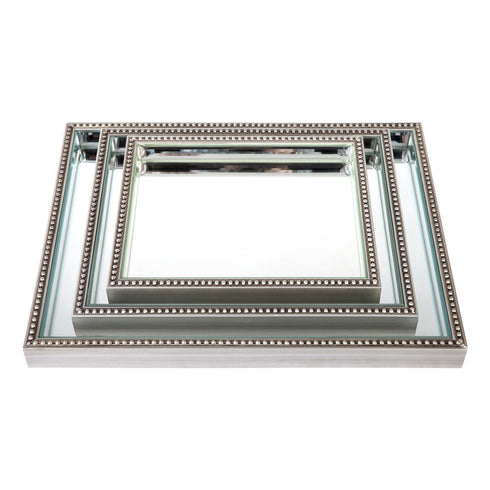 Zeta Antique Silver Mirrored Tray